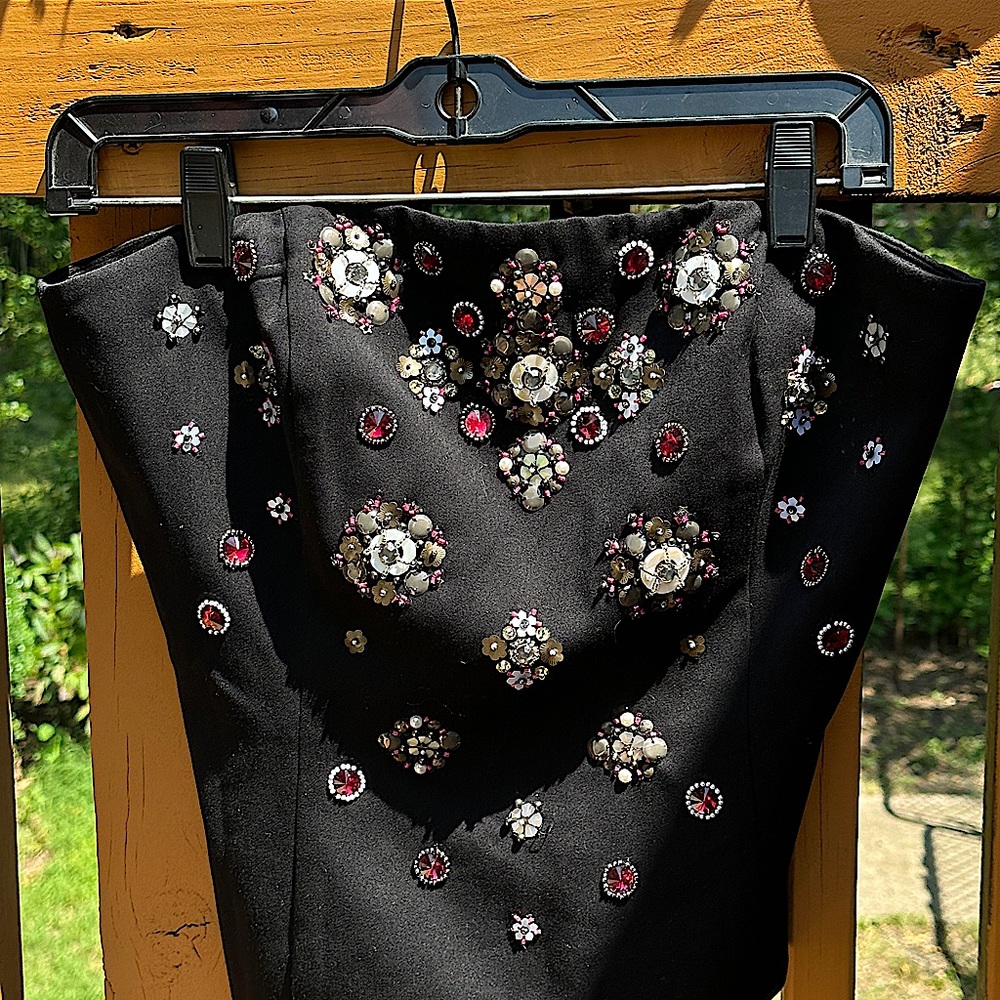 Corset Bustier Black with Beautiful Beading Small